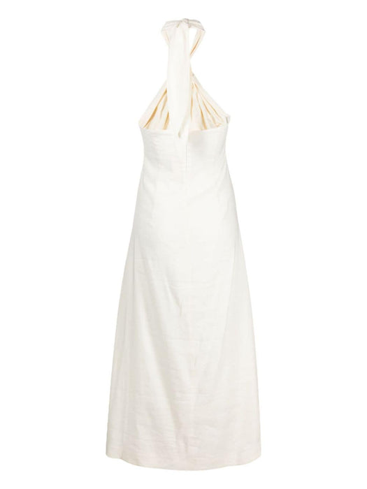 Susana knot-detail linen midi dress DRMILN-OWH OFF WHITE CULT GAIA 