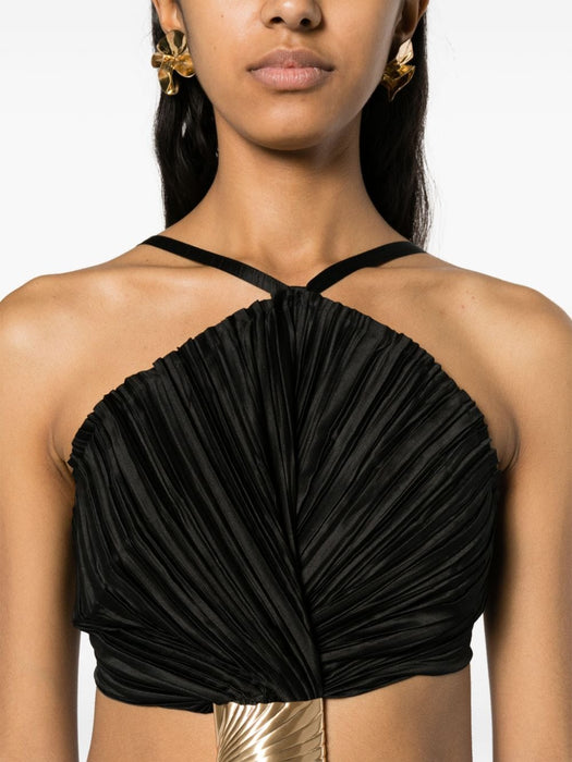 Mitra pleated gathered gown GWSLPL-BLK BLACK CULT GAIA 