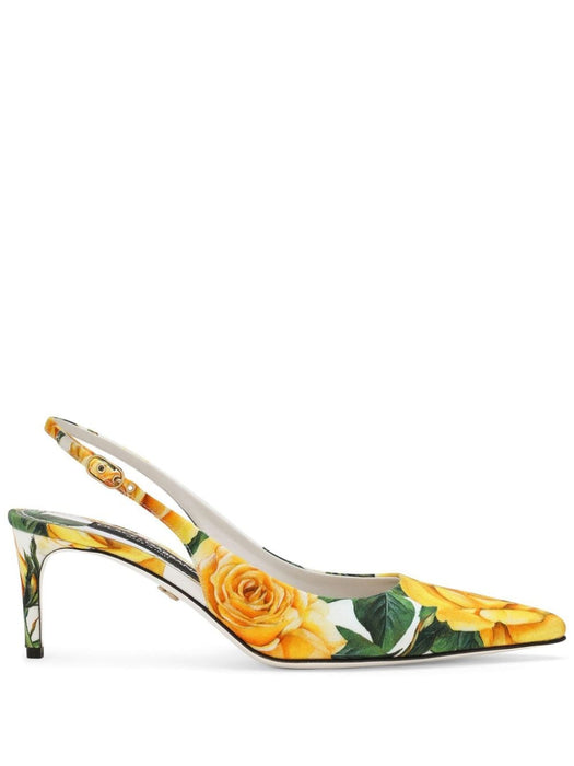 floral-print leather slingback pumps CG0639 AS817HA3VO DOLCE & GABBANA 