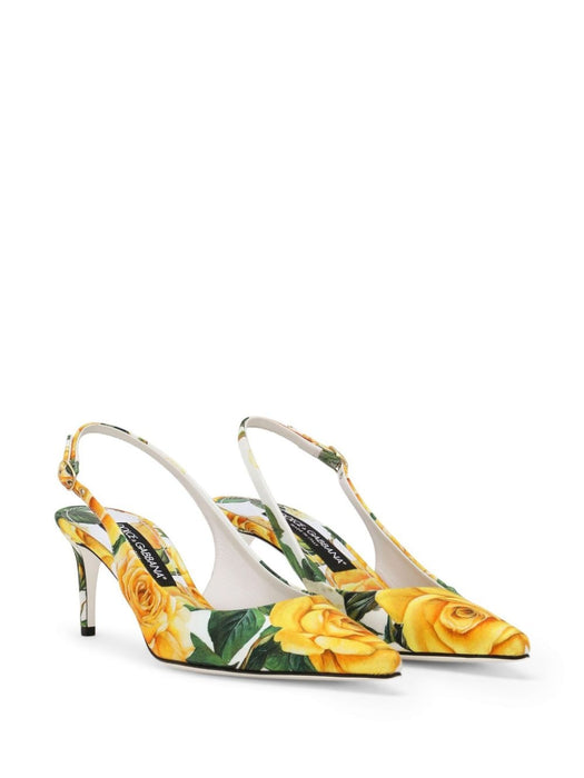 floral-print leather slingback pumps CG0639 AS817HA3VO DOLCE & GABBANA 