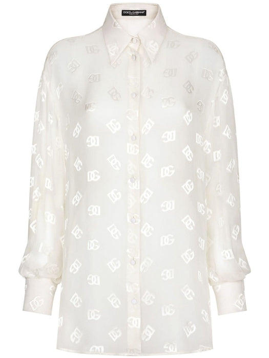 monogram-jacquard semi-sheered shirt F5O54T FJTBRW3789 DOLCE & GABBANA 