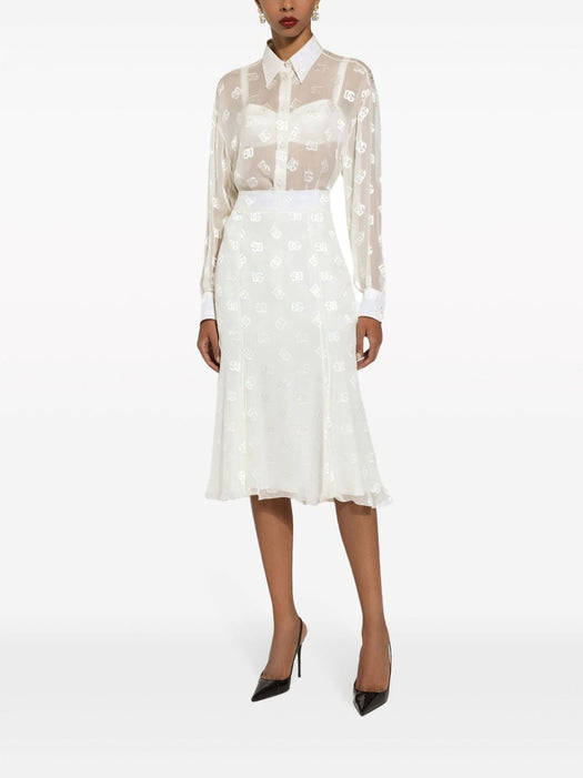 monogram-jacquard semi-sheered shirt F5O54T FJTBRW3789 DOLCE & GABBANA 