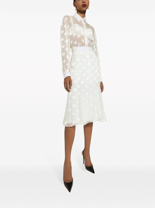 monogram-jacquard semi-sheered shirt F5O54T FJTBRW3789 DOLCE & GABBANA 