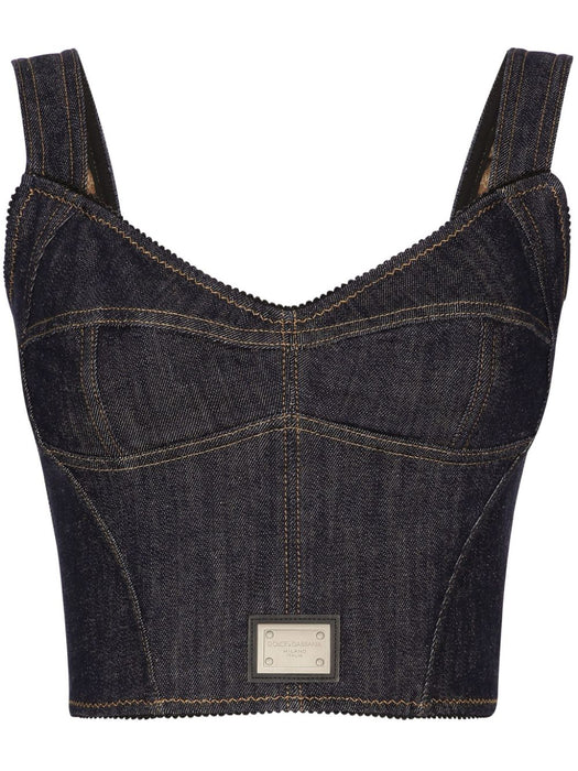 logo-appliqué cotton-blend top F7W98D G8KQ3S9001 DOLCE & GABBANA 