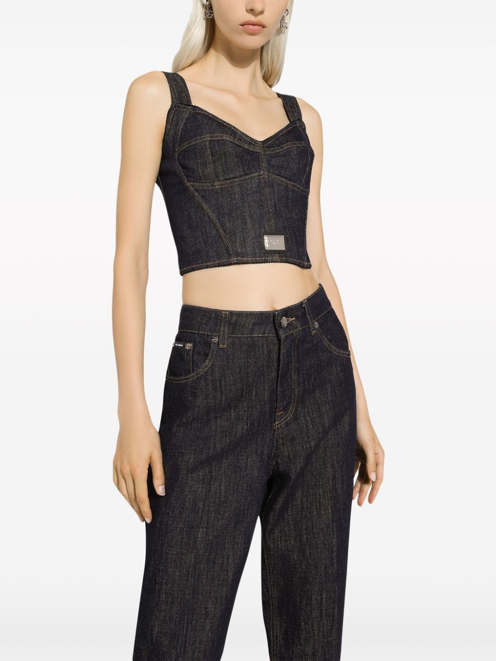 logo-appliqué cotton-blend top F7W98D G8KQ3S9001 DOLCE & GABBANA 