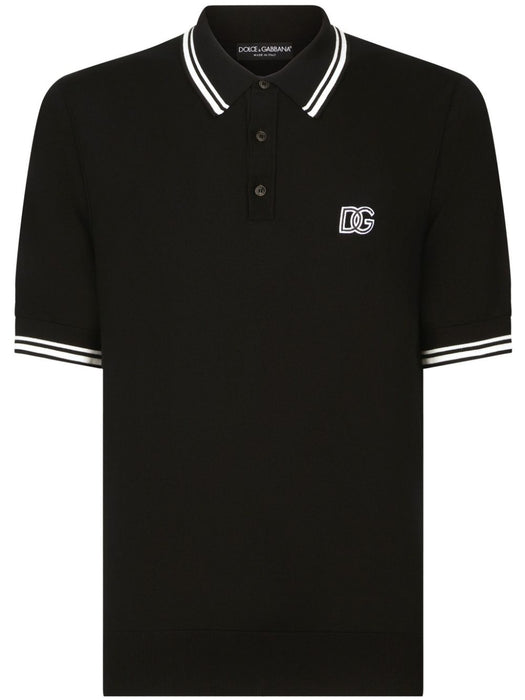 logo-embroidered stripe-detail polo shirt GXZ02Z JBCBZN0000 DOLCE & GABBANA 
