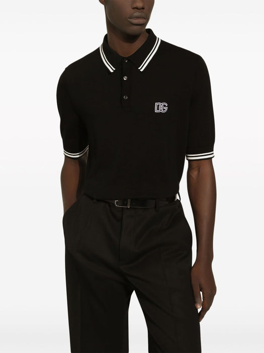 logo-embroidered stripe-detail polo shirt GXZ02Z JBCBZN0000 DOLCE & GABBANA 