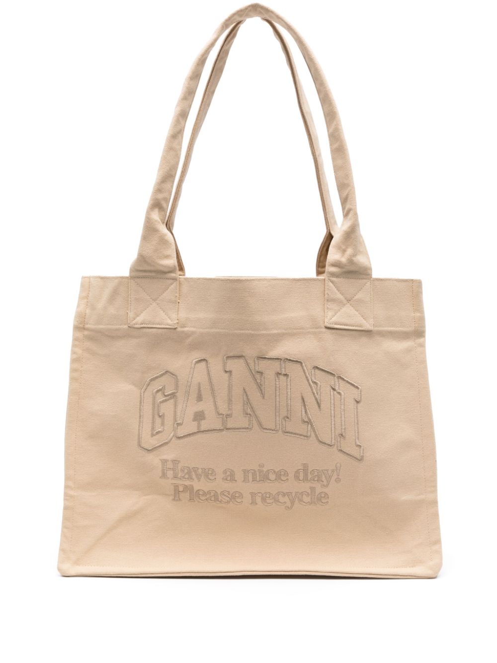 logo-embroidered canvas tote bag A5575 482 GANNI 
