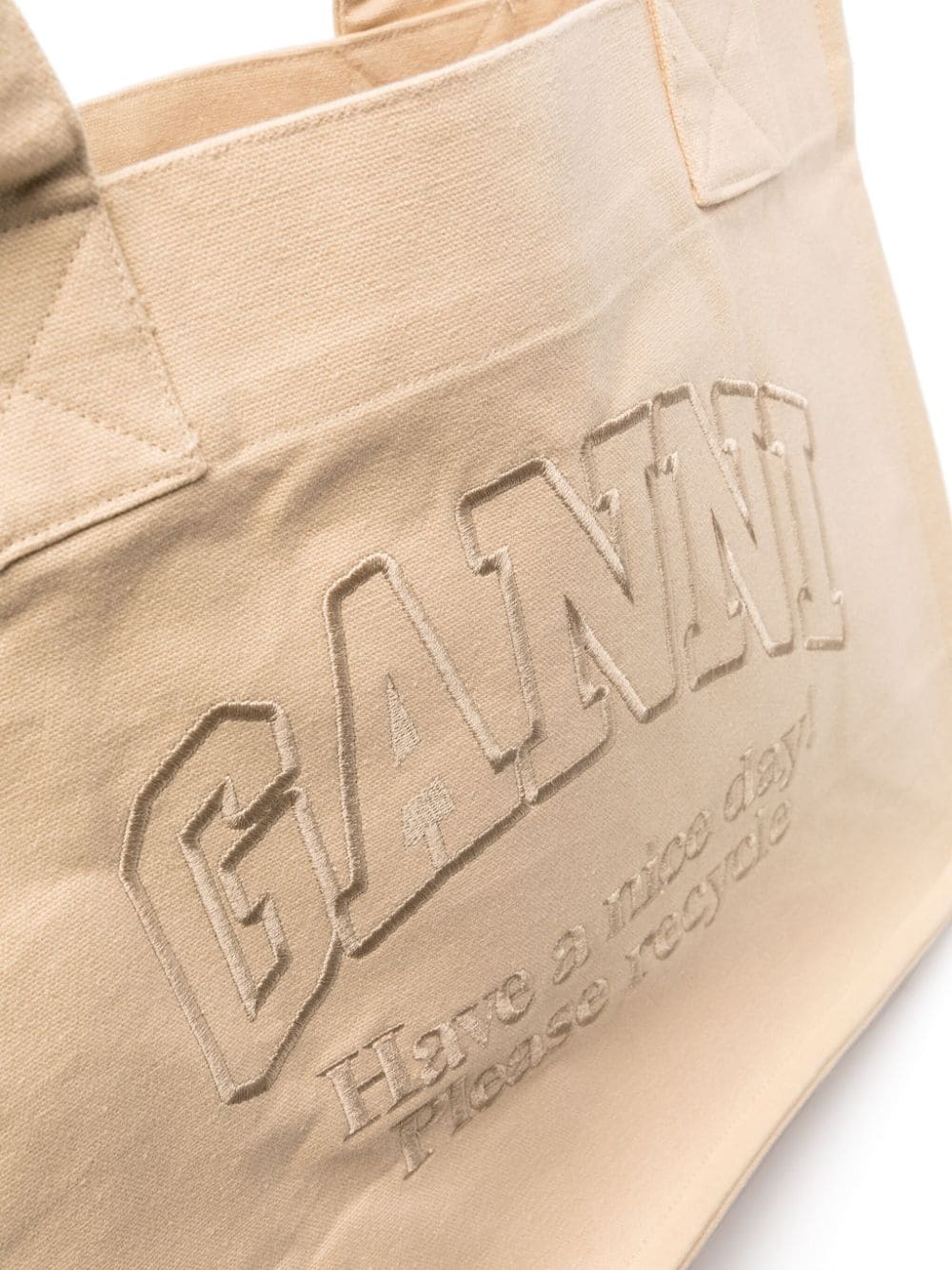 logo-embroidered canvas tote bag A5575 482 GANNI 