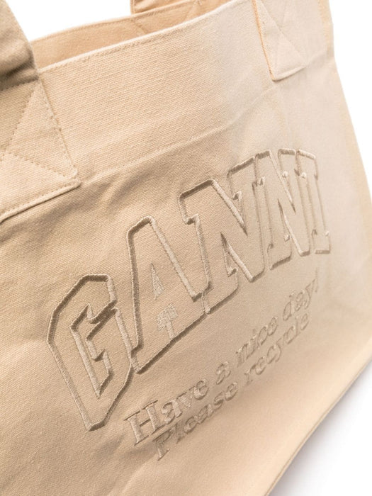 logo-embroidered canvas tote bag A5575 482 GANNI 