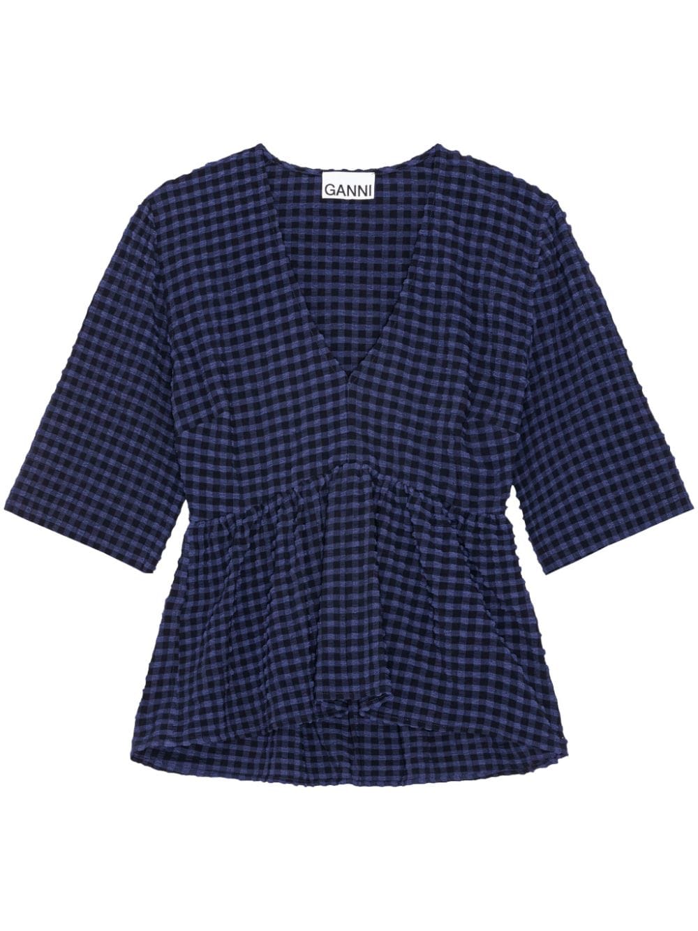 seersucker-texture peplum blouse F8596 081 GANNI 