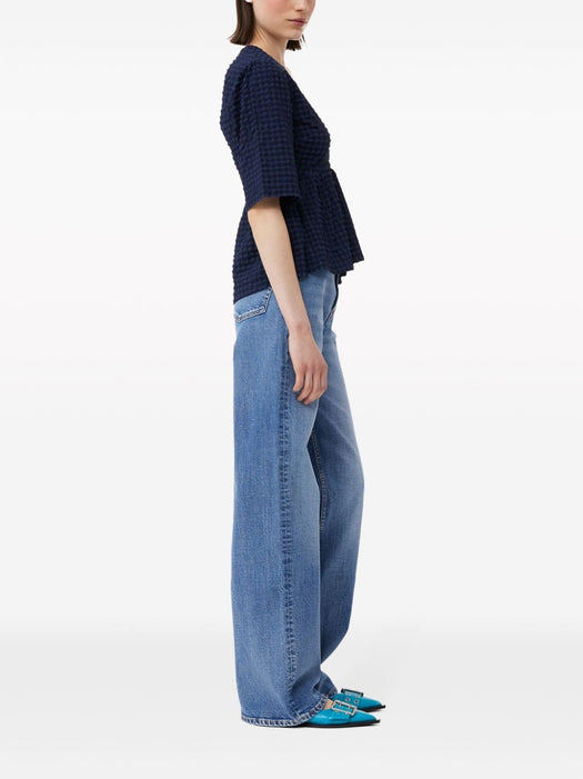 seersucker-texture peplum blouse F8596 081 GANNI 