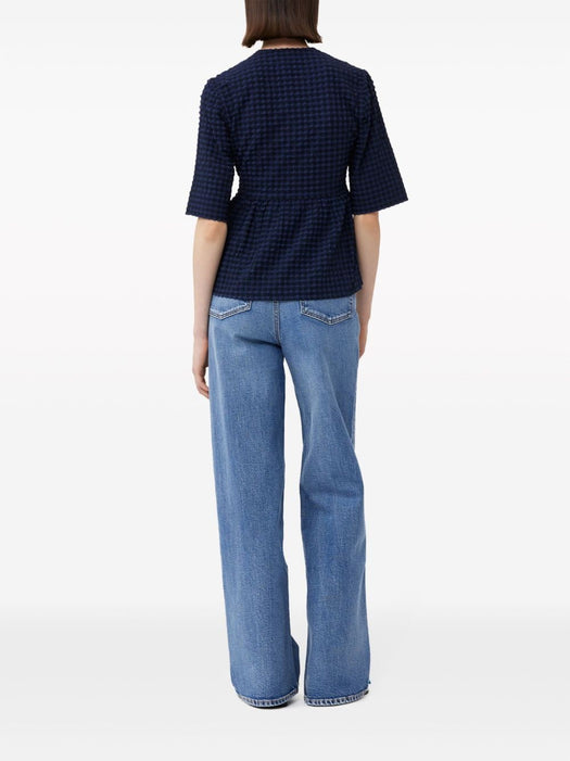 seersucker-texture peplum blouse F8596 081 GANNI 