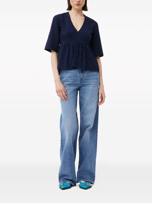 seersucker-texture peplum blouse F8596 081 GANNI 