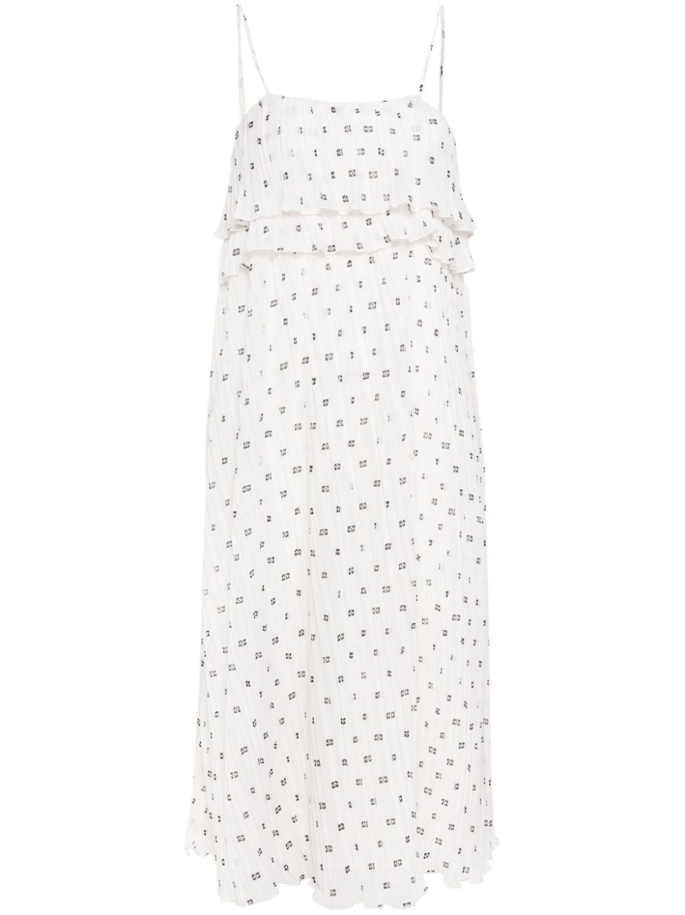 monogram-print plissé midi dress F8695 135 GANNI 
