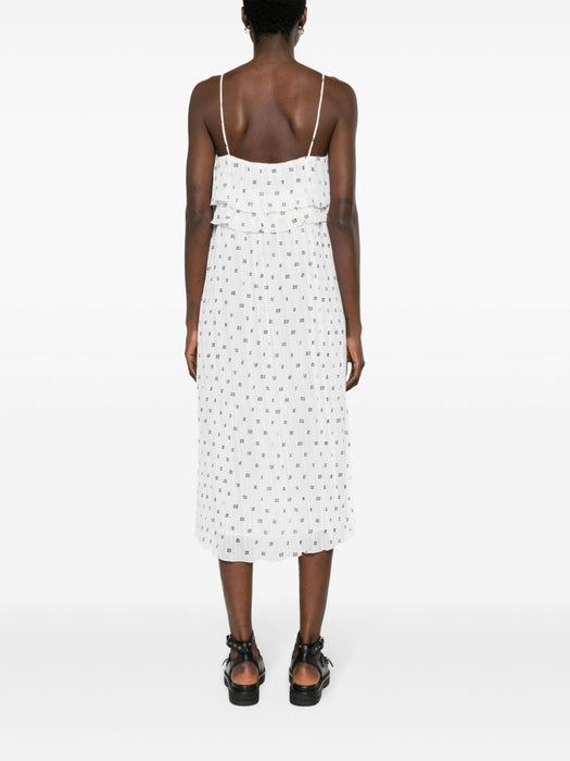 monogram-print plissé midi dress F8695 135 GANNI 