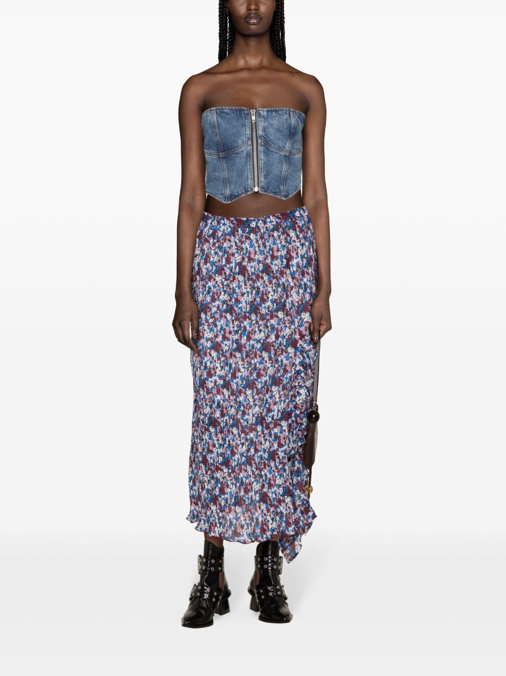 floral-print pleated midi skirt F8836 999 GANNI 