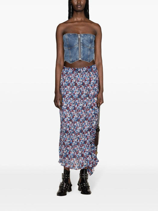 floral-print pleated midi skirt F8836 999 GANNI 