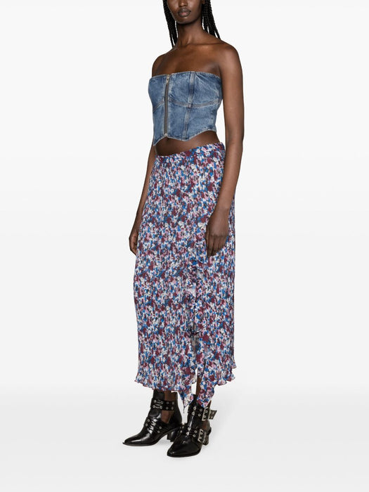 floral-print pleated midi skirt F8836 999 GANNI 