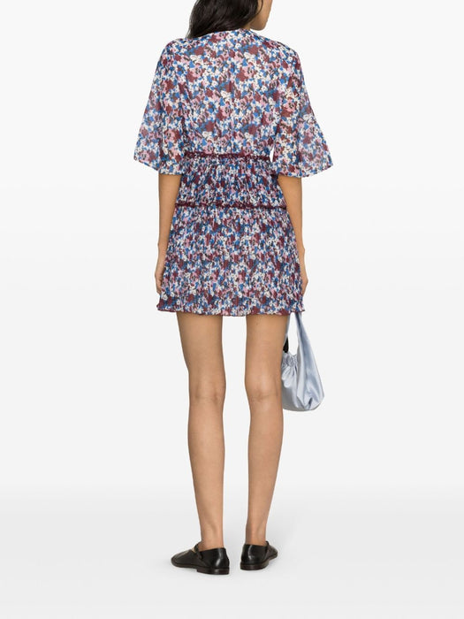 pleated floral-print minidress F8864 999 GANNI 