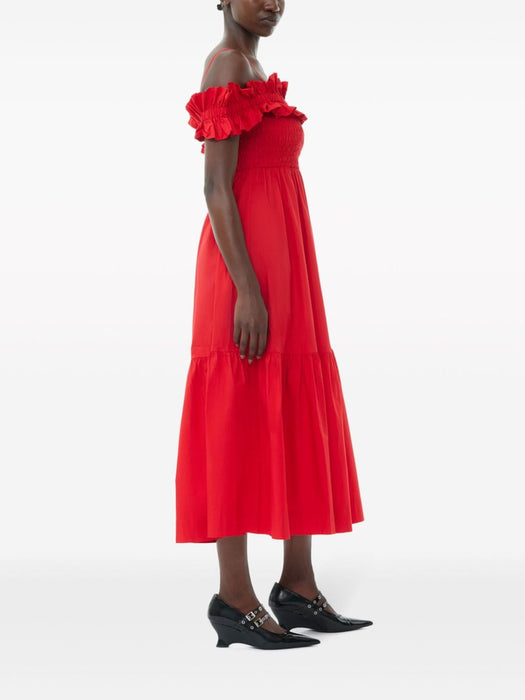ruffled poplin midi dress F9002 474 GANNI 