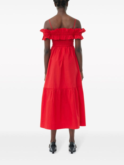 ruffled poplin midi dress F9002 474 GANNI 