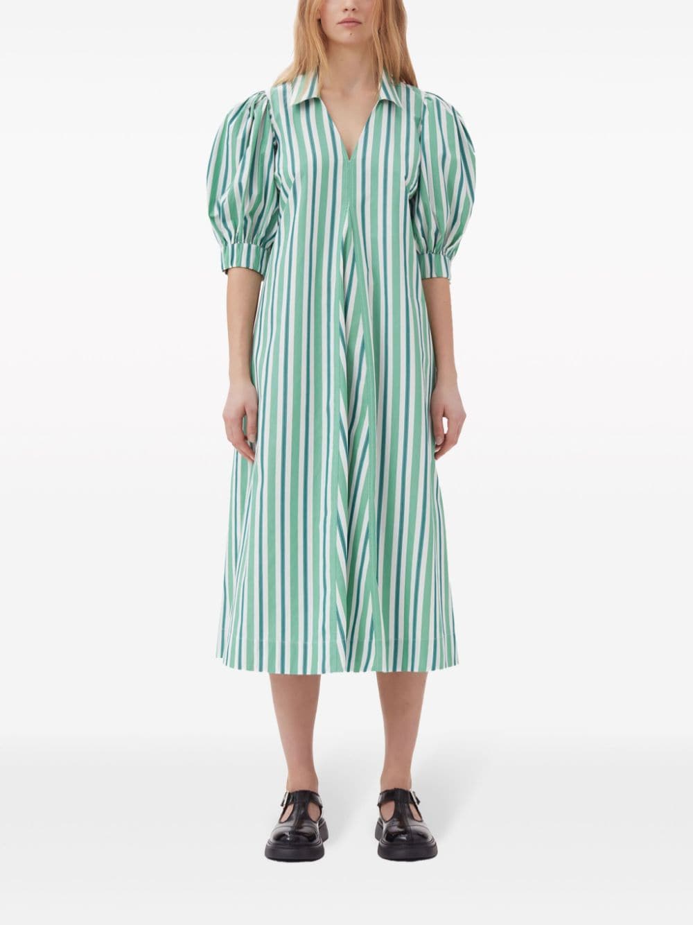 striped organic cotton shirtdress F9018 879 GANNI 