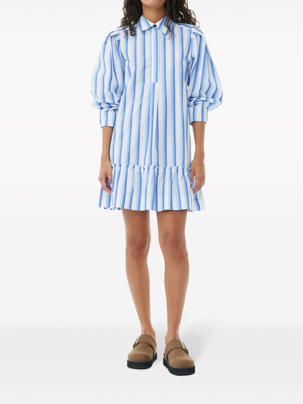 striped organic cotton shirtdress F9021 695 GANNI 