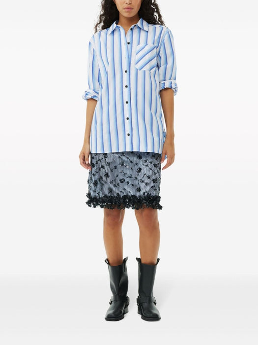 striped organic cotton shirt F9153 695 GANNI 