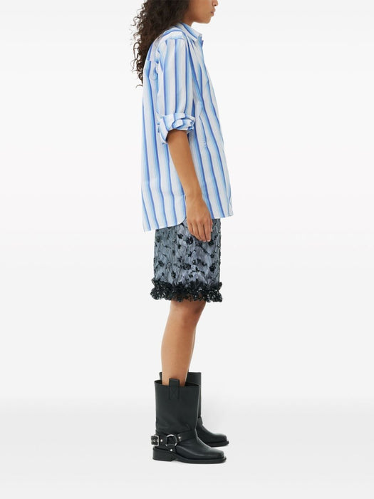 striped organic cotton shirt F9153 695 GANNI 