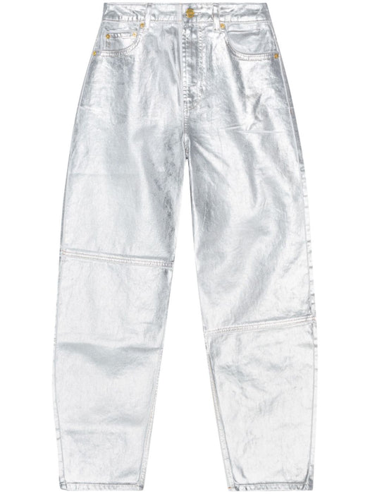 metallic-finish organic-cotton tapared jeans J1411 151 GANNI 