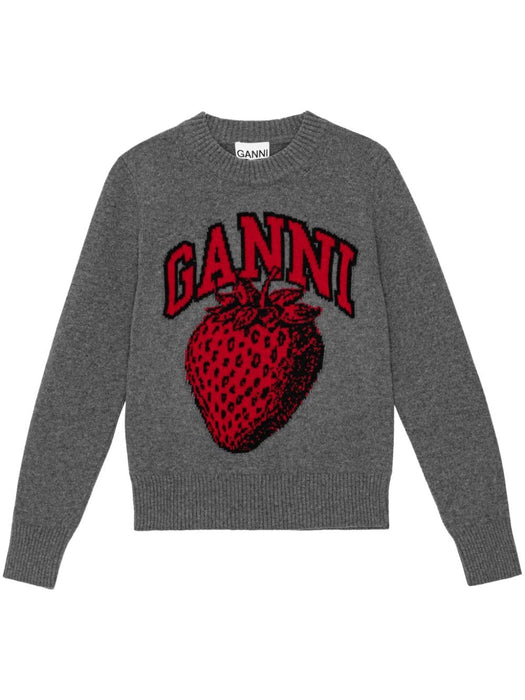 intarsia-knit logo jumper K2090 523 GANNI 