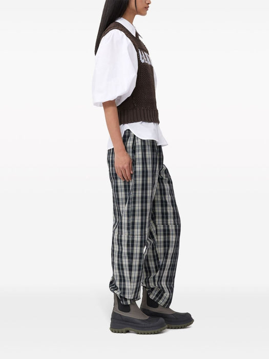 intarsia-knit logo organic-cotton blend vest K2120 079 GANNI 