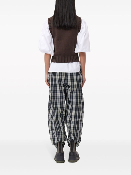 intarsia-knit logo organic-cotton blend vest K2120 079 GANNI 
