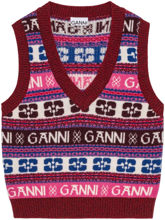 Fair Isle-intarsia sweater vest K2121 999 GANNI 