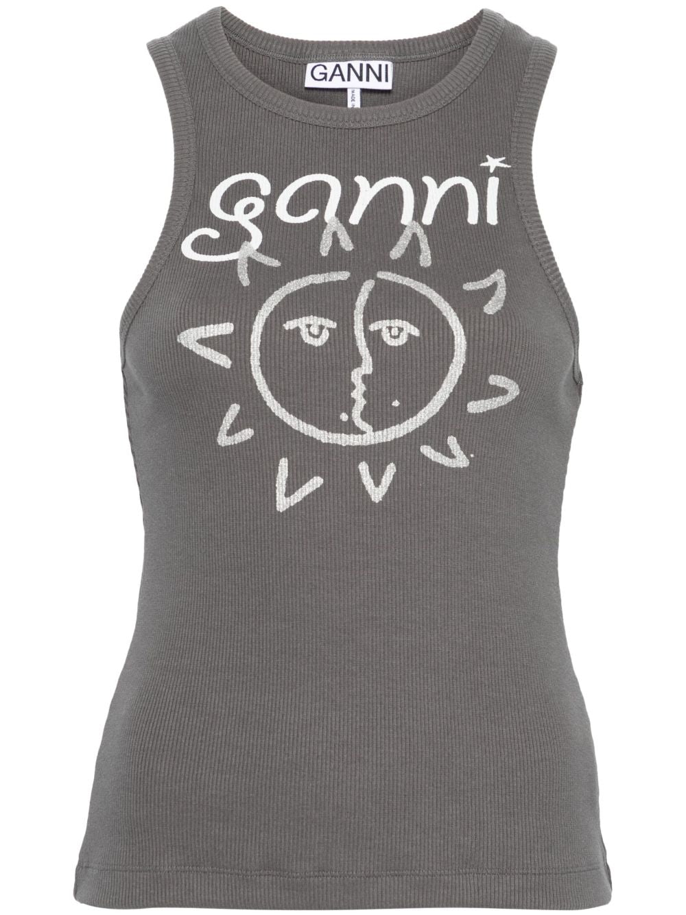 sun-print ribbed tank top T3782 490 GANNI 