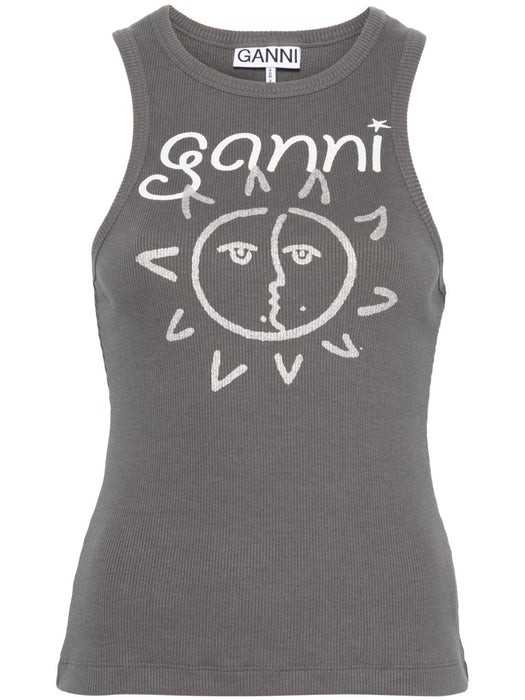 sun-print ribbed tank top T3782 490 GANNI 