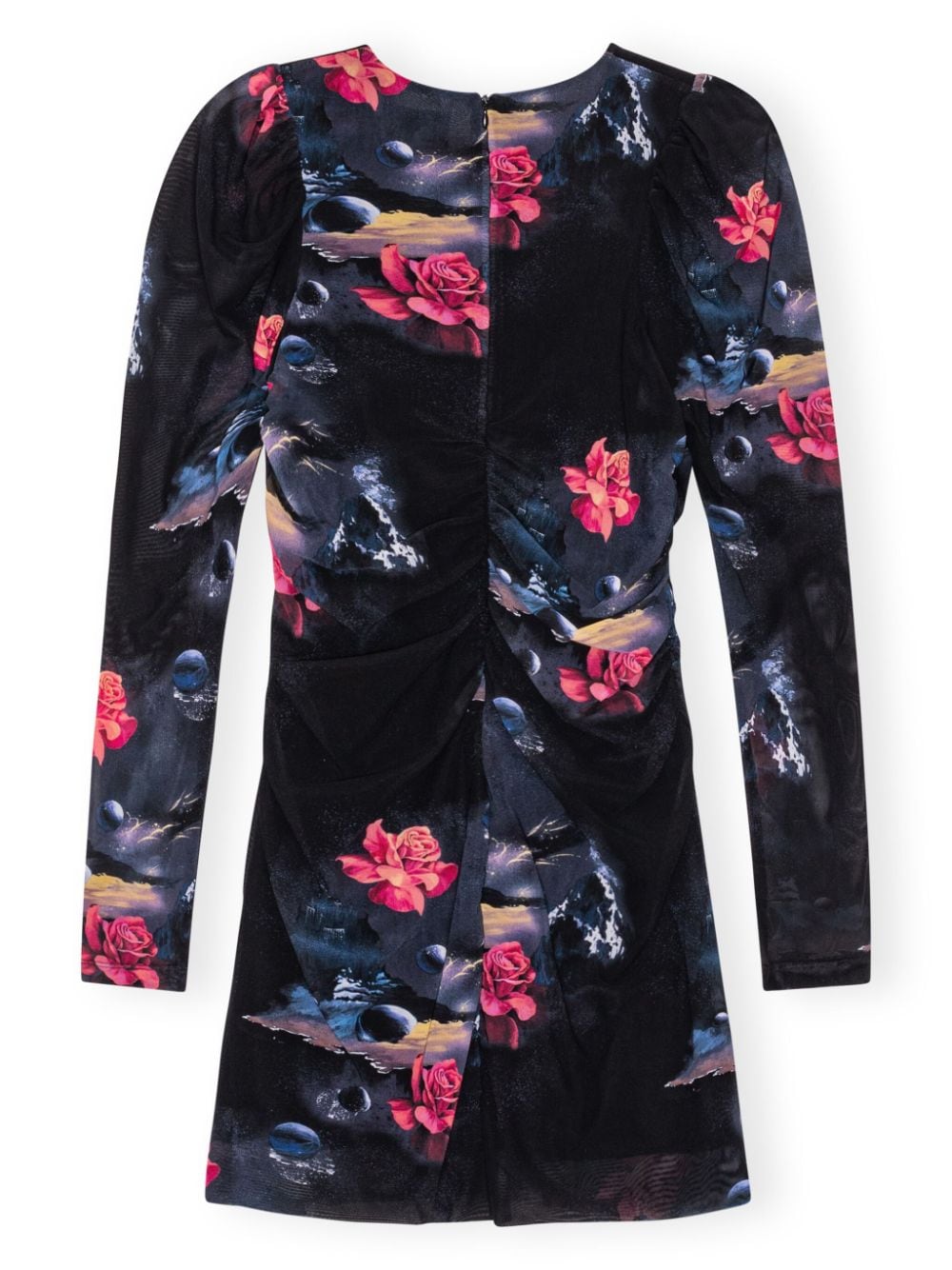 graphic-print gathered minidress T3811 099 GANNI 
