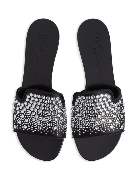 Andromedha rhinestone-embellished satin slides E400080001  GIUSEPPE ZANOTTI 