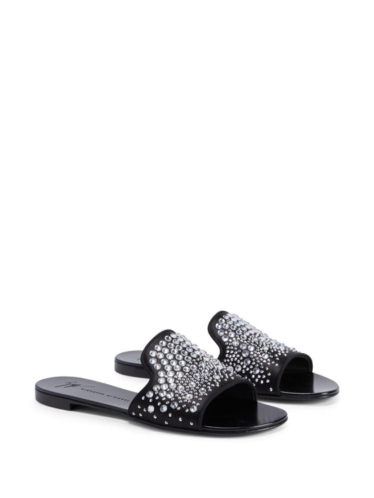Andromedha rhinestone-embellished satin slides E400080001  GIUSEPPE ZANOTTI 