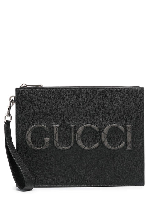 inlaid-logo grained-leather clutch 768374 AACXC1050 GUCCI 