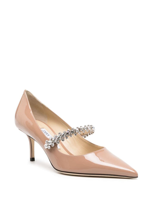 Bing 65mm crystal-strap pumps BING PUMP 65 PATBALLET PINK JIMMY CHOO 