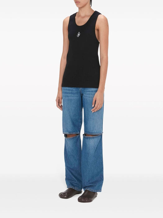 logo-embroidered ribbed-knit top JO0205 PG1512999 JW ANDERSON 