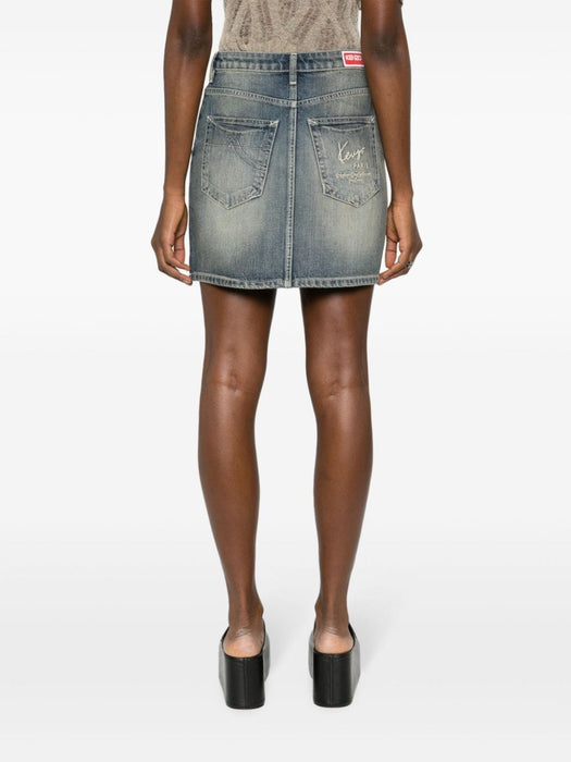 logo-embroidered cotton miniskirt FE52DJ2806I7 DY KENZO 