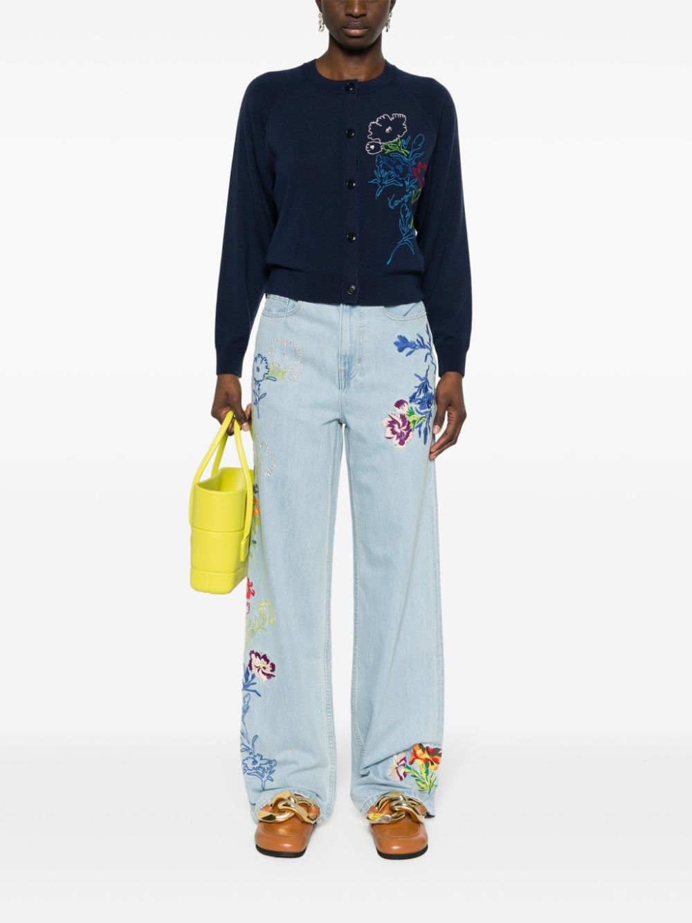 Sumire Drawn Flowers wide-leg jeans FE52DP2226B4 DT KENZO 