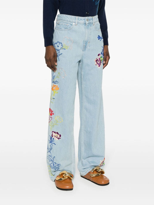 Sumire Drawn Flowers wide-leg jeans FE52DP2226B4 DT KENZO 
