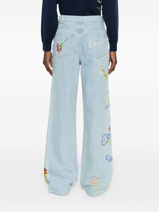 Sumire Drawn Flowers wide-leg jeans FE52DP2226B4 DT KENZO 