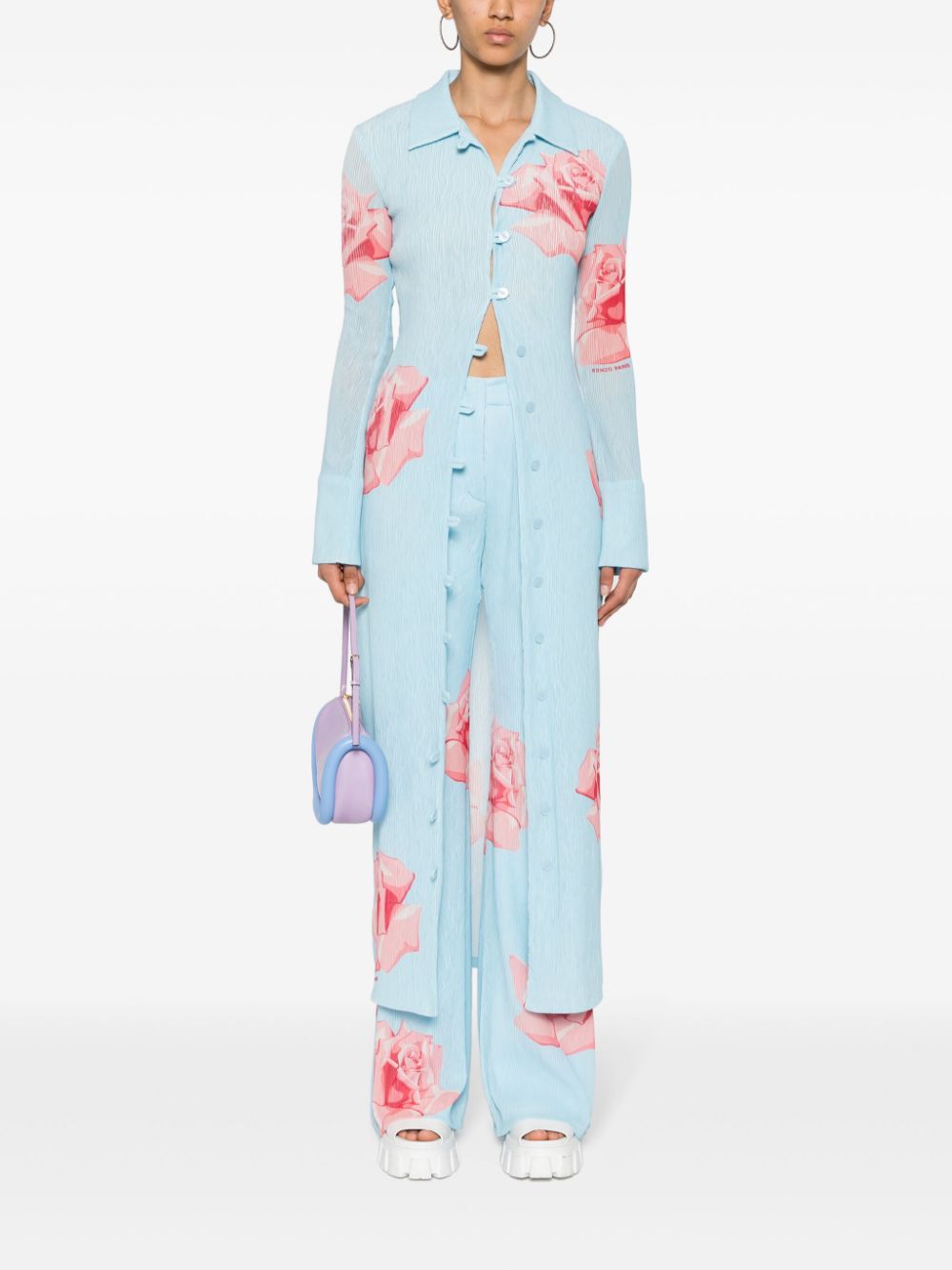 rose-print flared trousers FE52PA0859E1 63 KENZO 