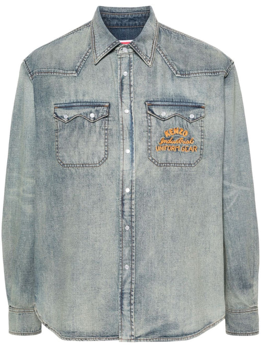logo-embroidered denim shirt FE55DC4136E8 DY KENZO 