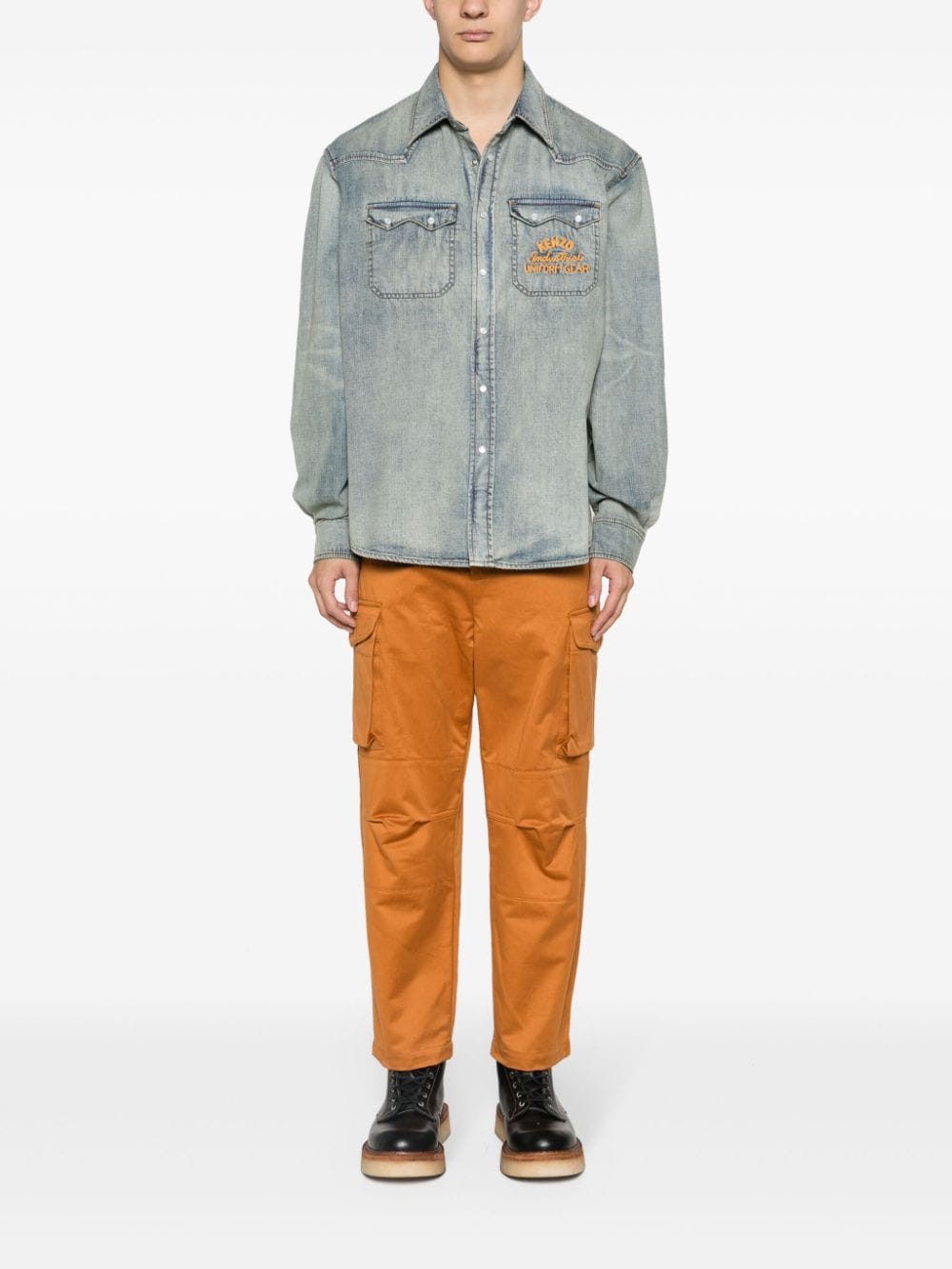 logo-embroidered denim shirt FE55DC4136E8 DY KENZO 